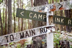 Close up image of path intersection signage during the Beeripmo walk