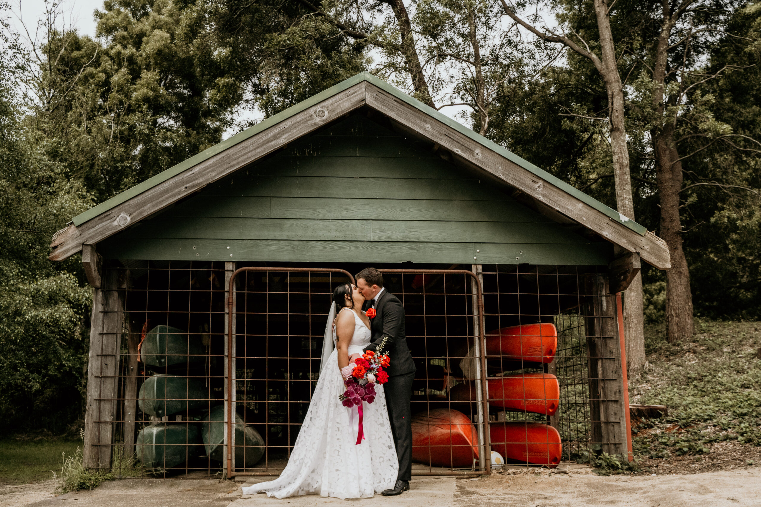 Springtime setting at Cave Hill Creek's canoe shed